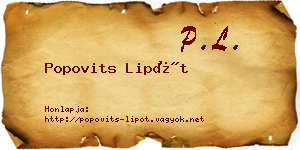Popovits Lipót névjegykártya